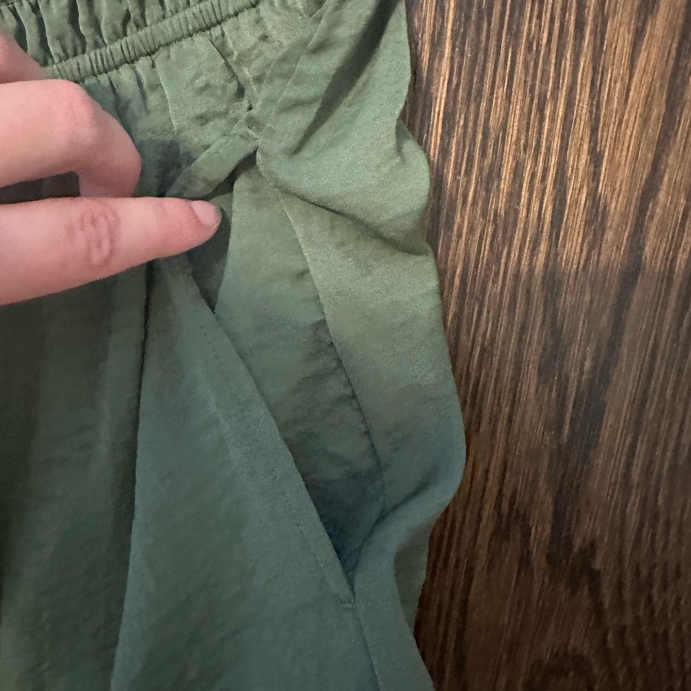 Gap Puff Sleeve Smocked Green Midi Dress - Picture 8 of 9